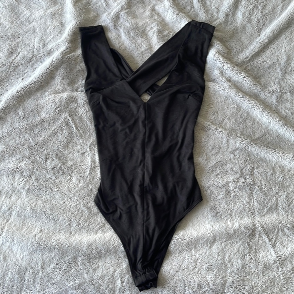 Lulu’s Black Crisscross Bodysuit